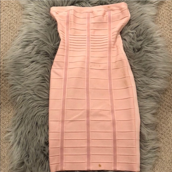 Herve Leger Dresses & Skirts - Herve Leger pink strapless mini bandage dress